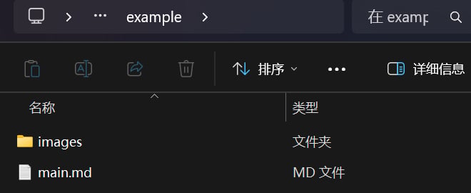 Markdown and image files after extraction