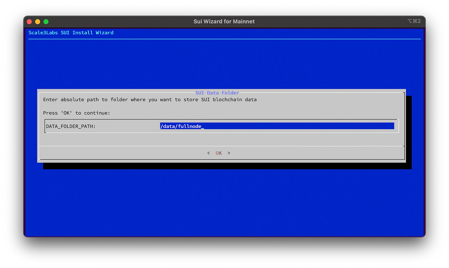 Sui Wizard Data Folder Input