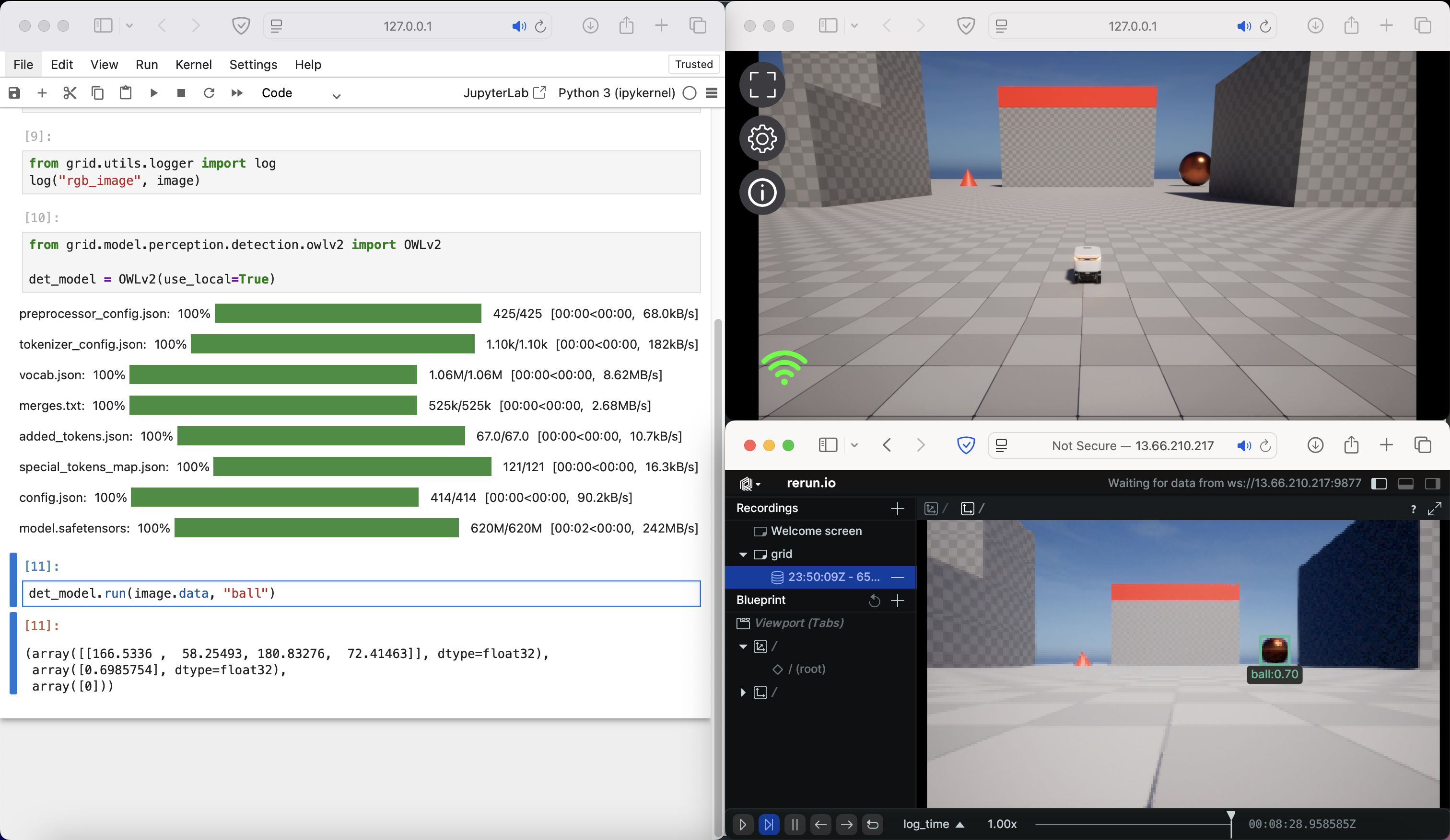 AI model output visualized on rerun