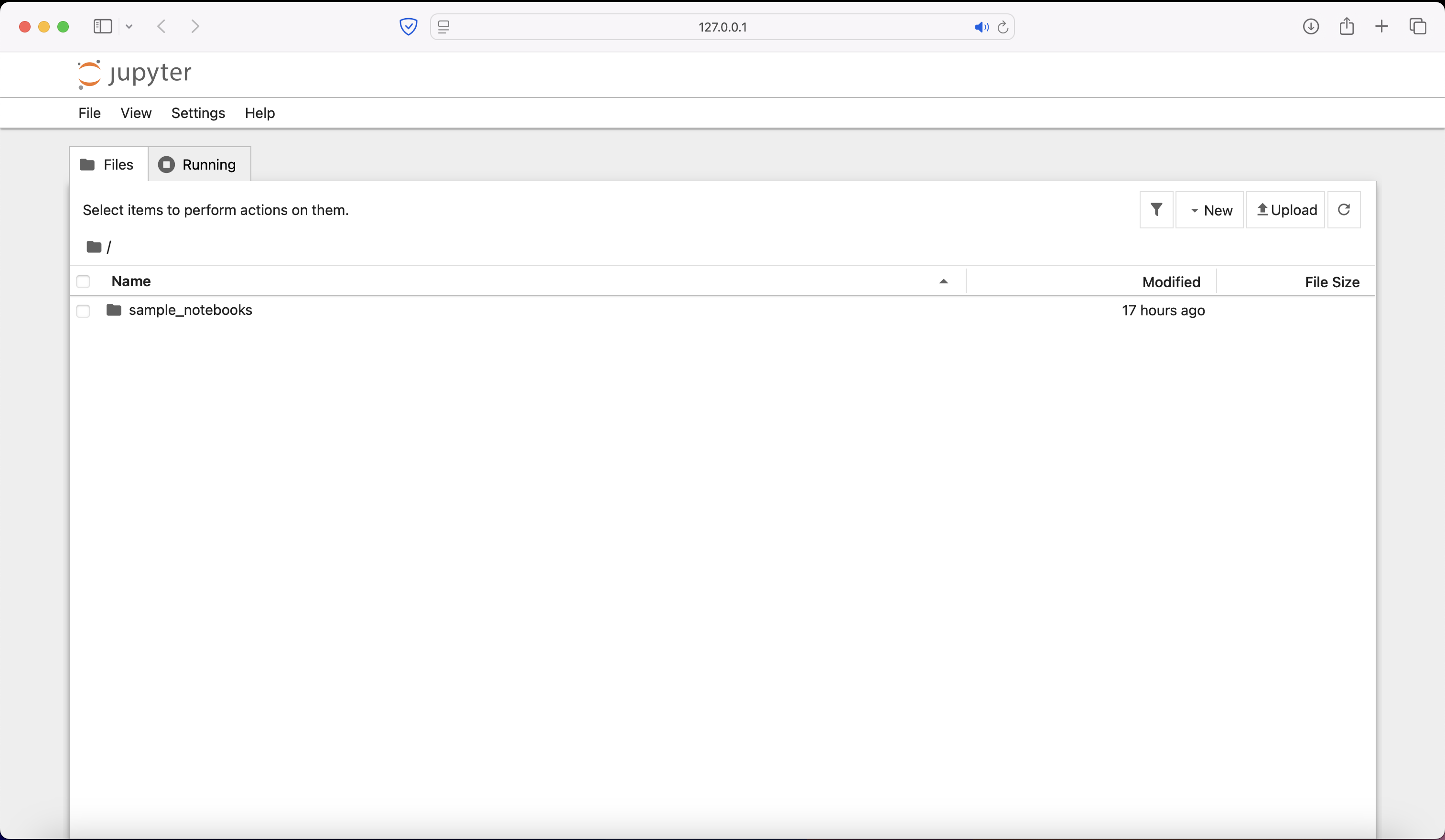Notebook interface opened in the browser