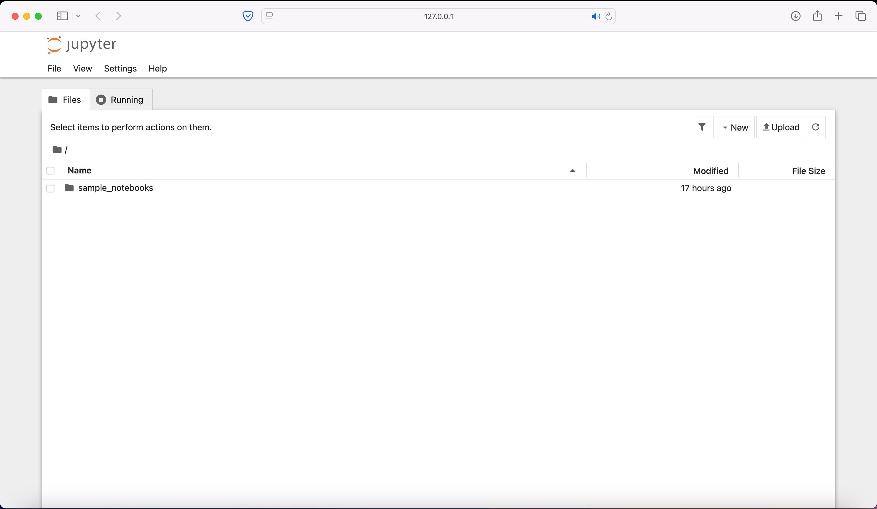 Notebook interface opened in the browser