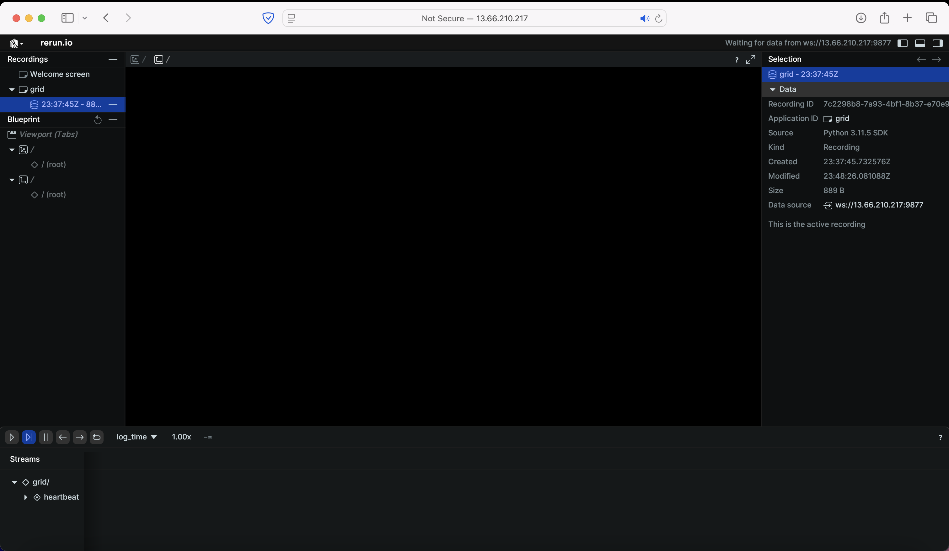 Visualization interface opened in the browser