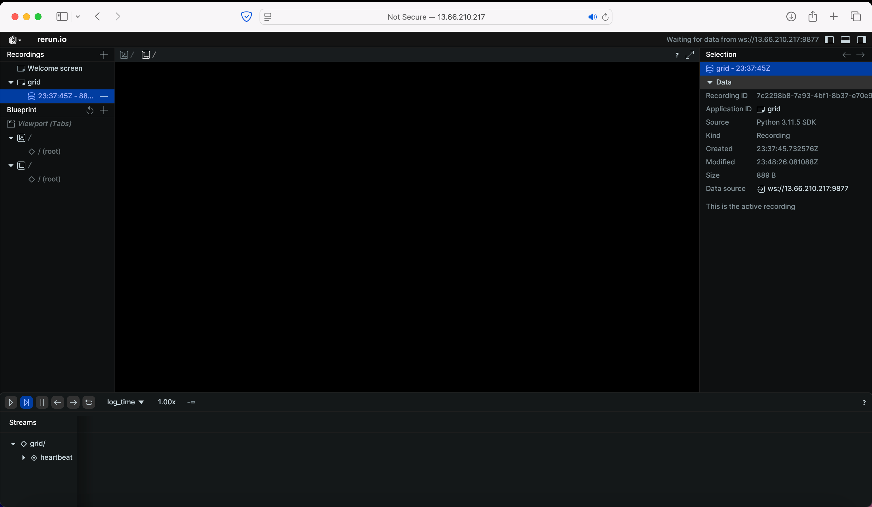 Visualization interface opened in the browser
