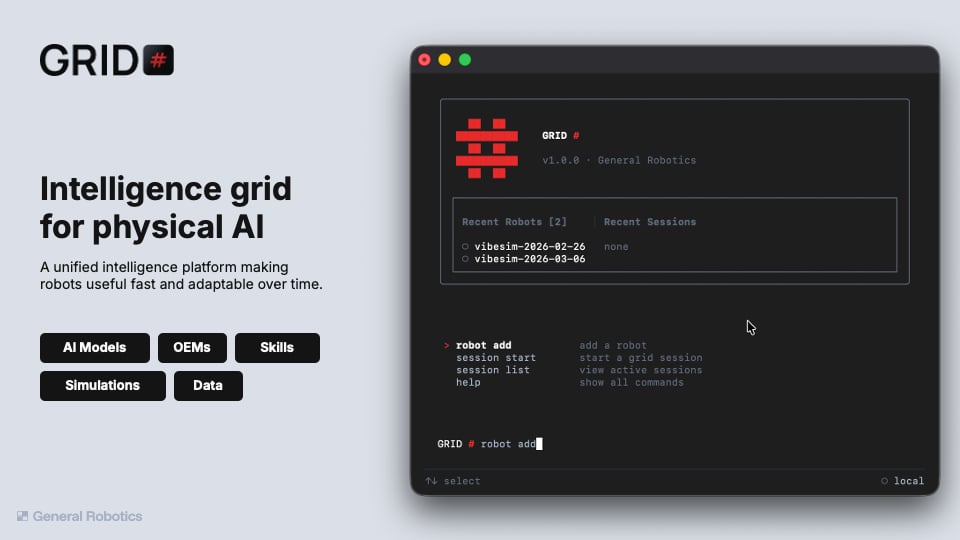 The GRID CLI connected to a robot fleet