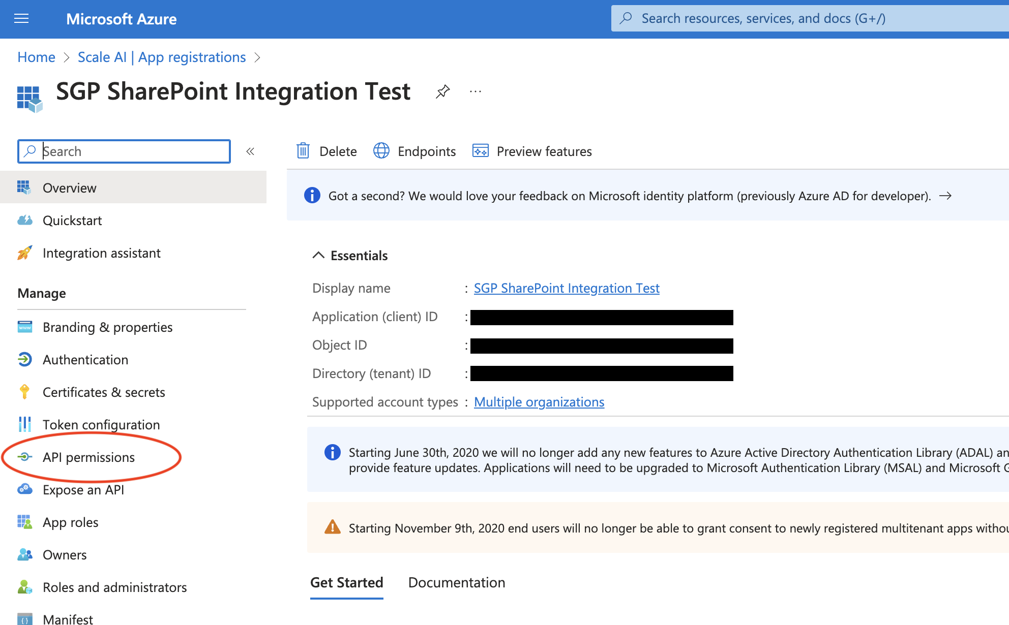 API Permissions