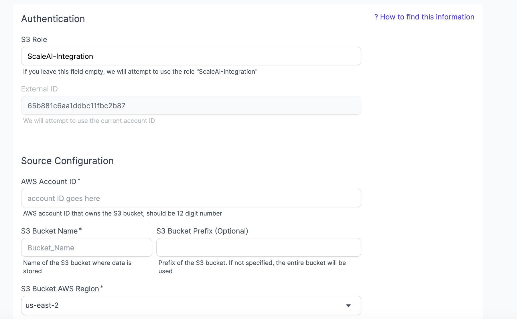 External ID in SGP for AWS account