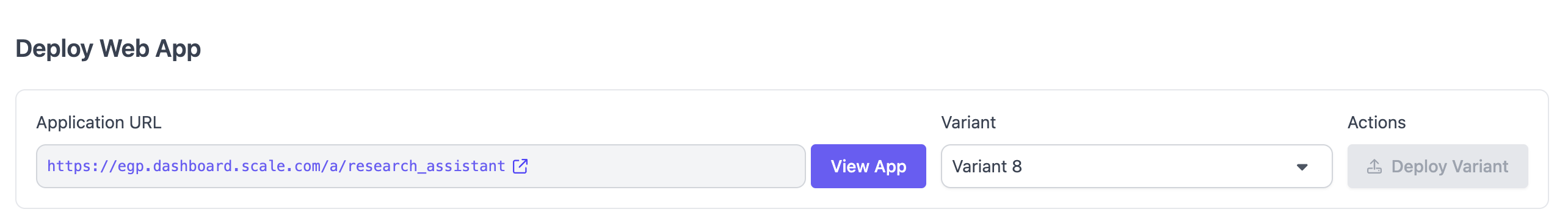 Manage deployments page.