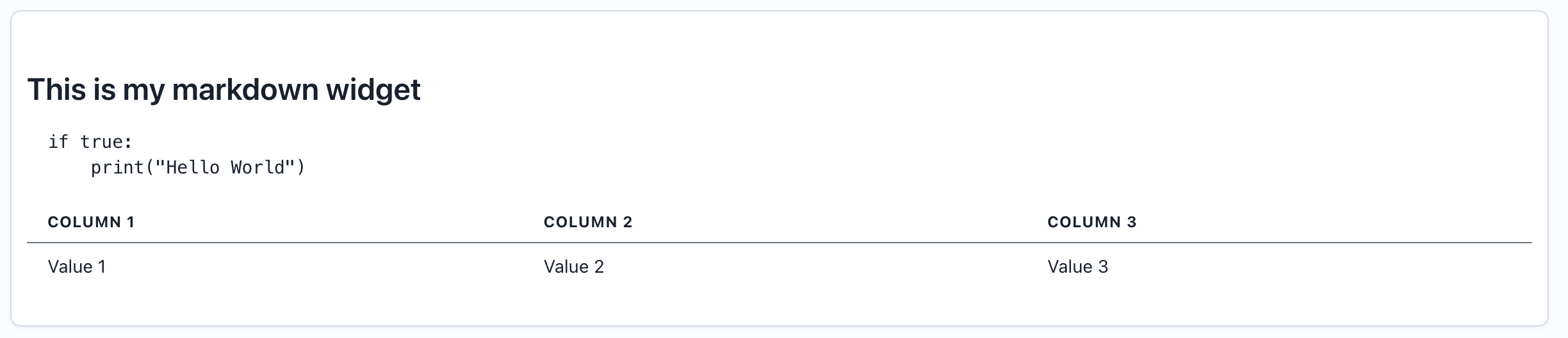 Markdown Widget Example