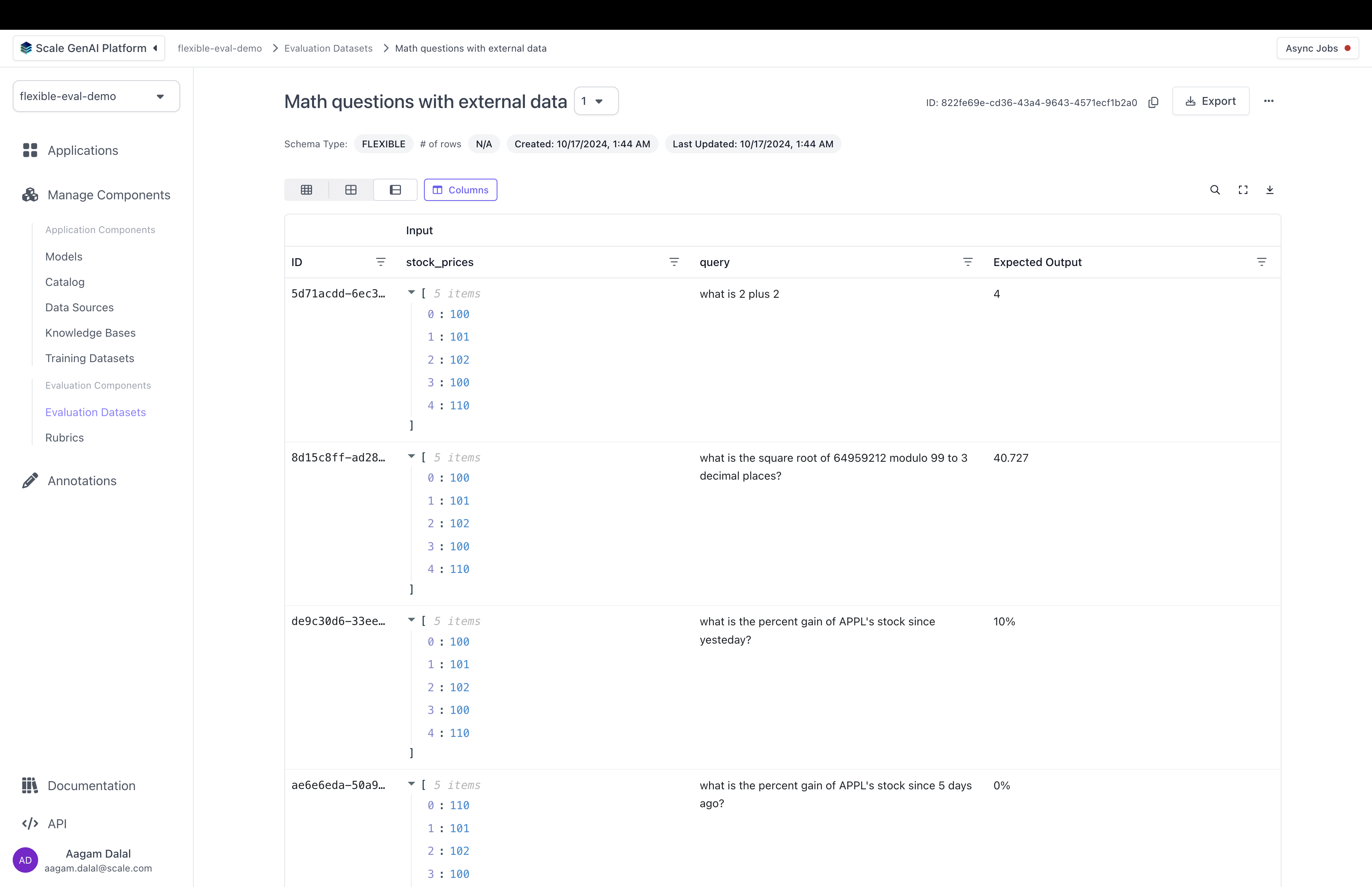 Evaluation dataset example