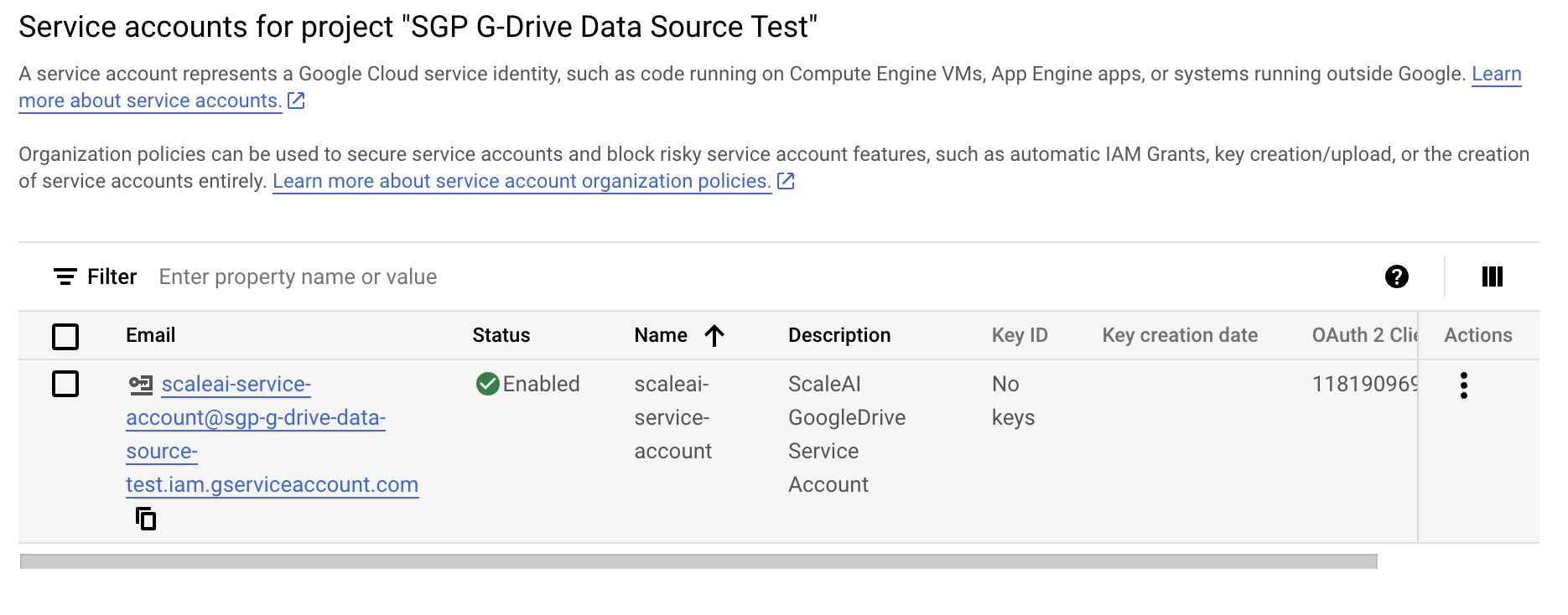 Select Service Account