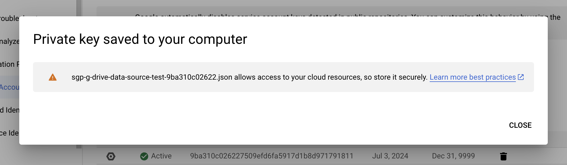 Private Key Saved
