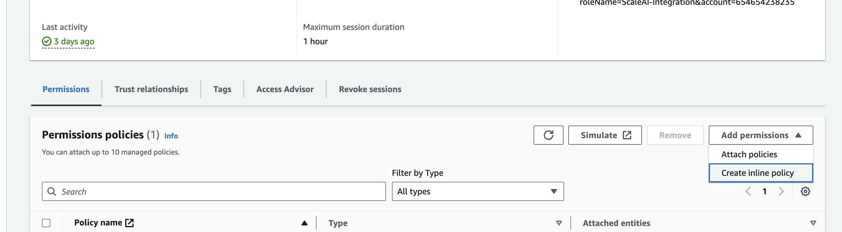 Create Inline Policy