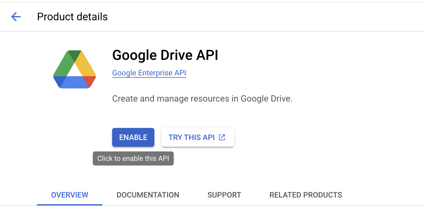 Enable Google Drive API