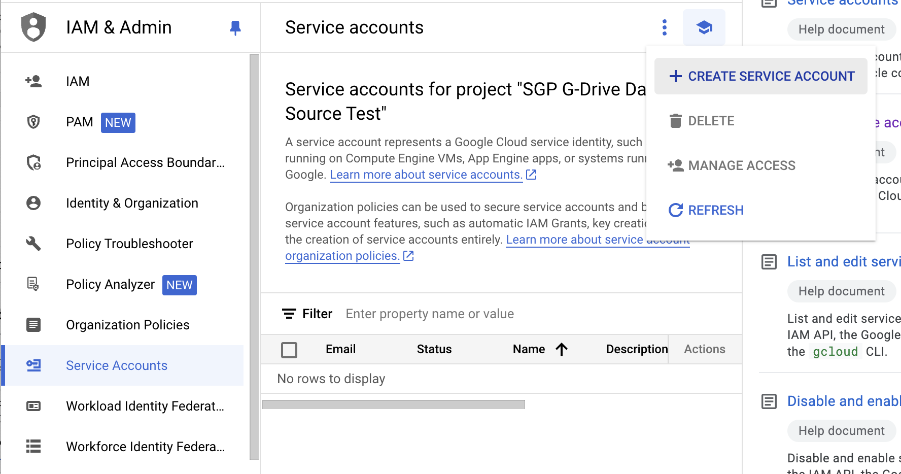 Create Service Account