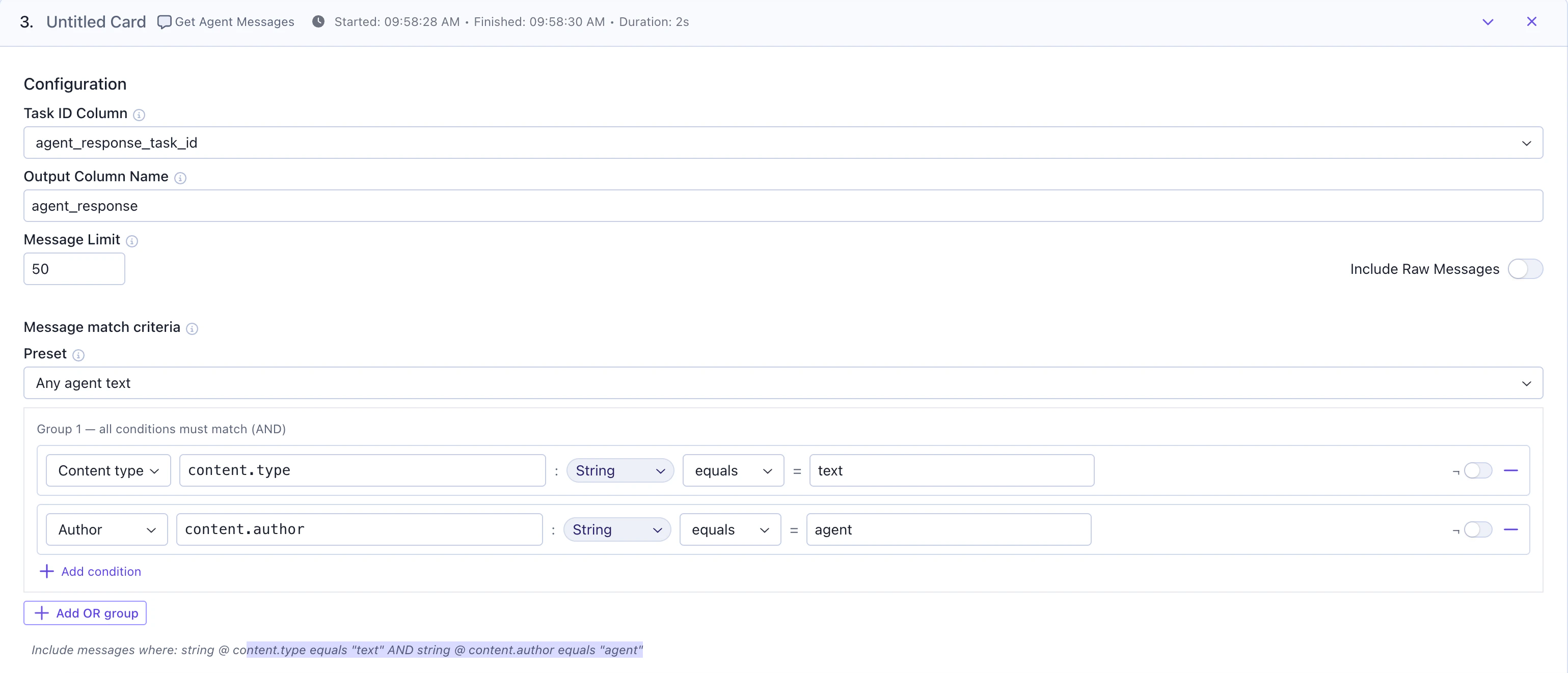 Get agent messages