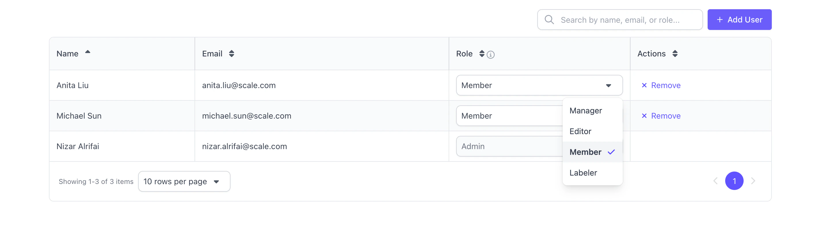 Change the role of a user.
