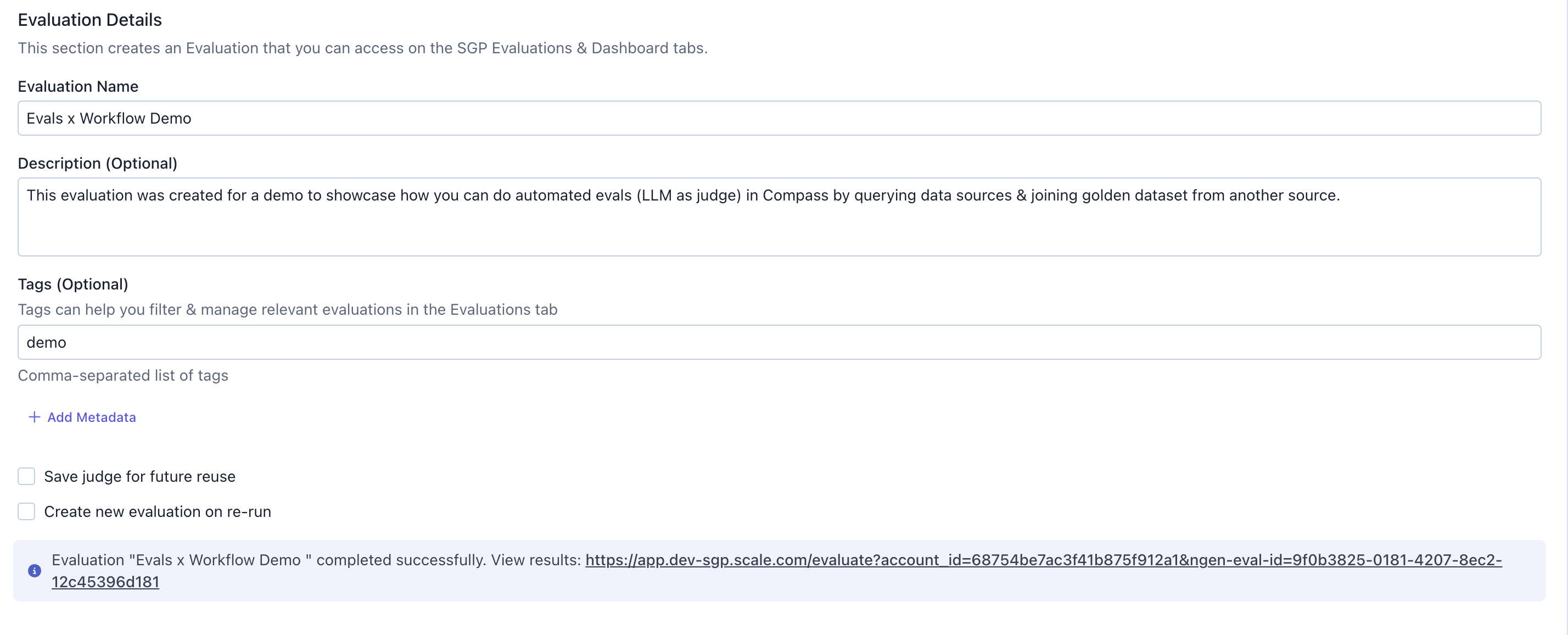 Compass LLM Judge to Evals