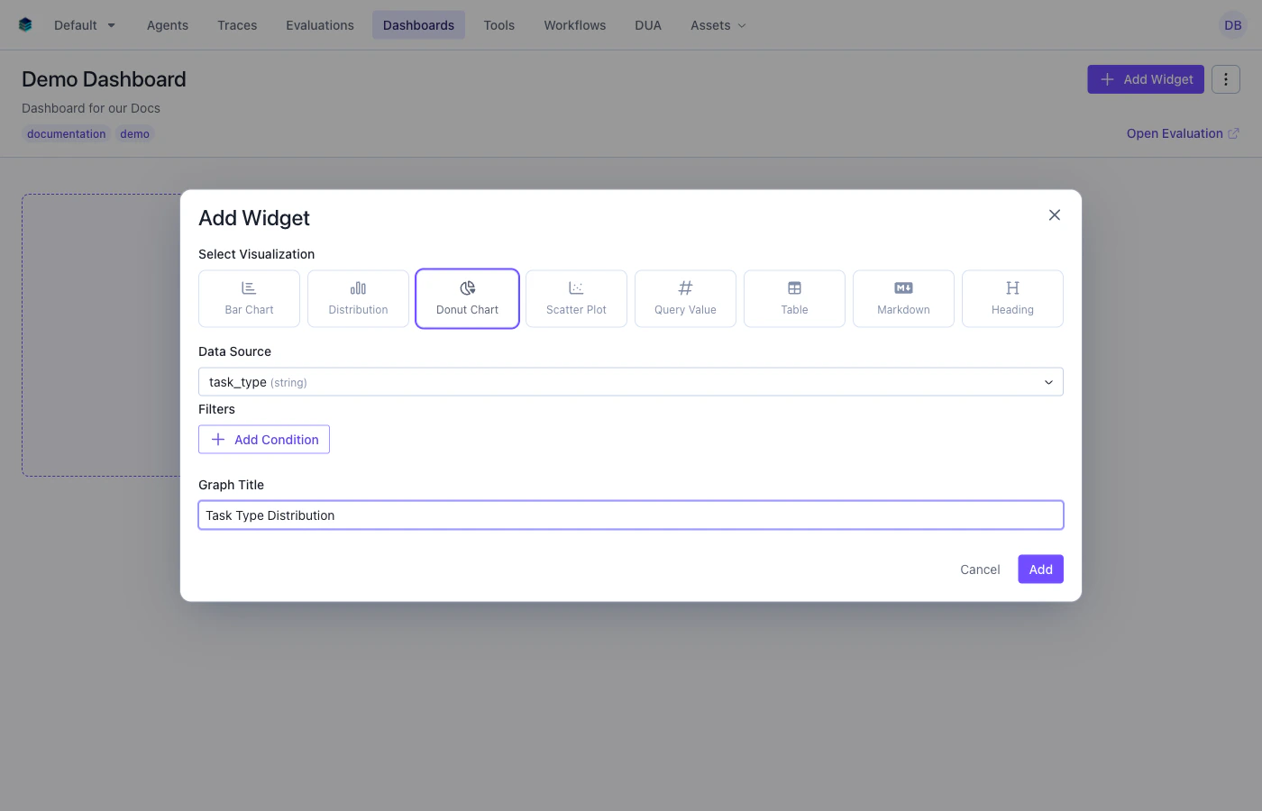 Donut Chart Query Builder