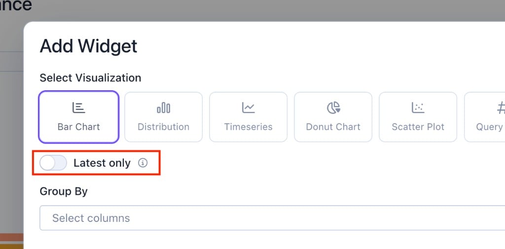 Latest only toggle in the Add Widget modal