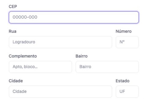 Campos de CEP, rua, número, complemento, bairro, cidade e estado no checkout hospedado