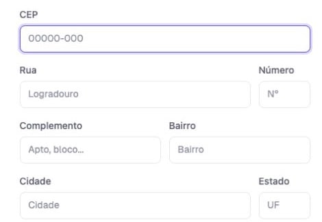 Campos de CEP, rua, número, complemento, bairro, cidade e estado no checkout hospedado