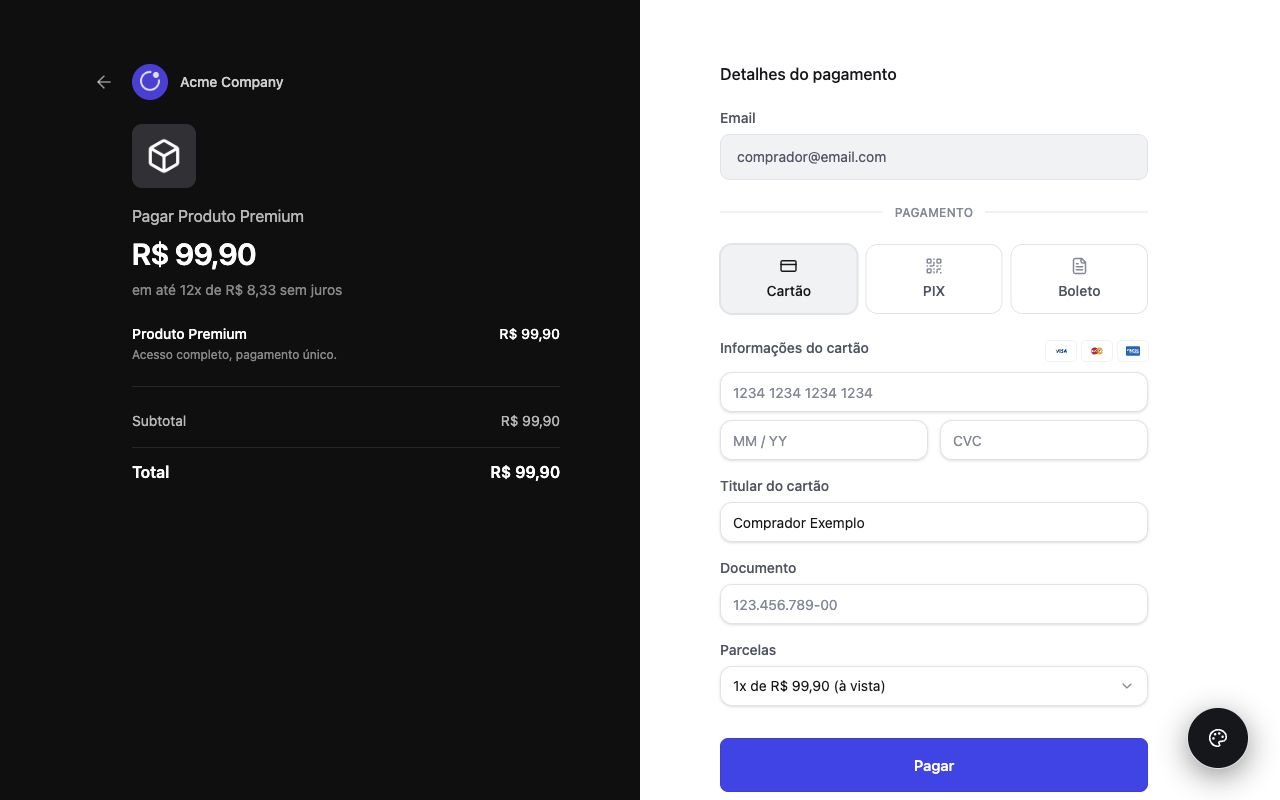 Miniatura do template minimal com produto, resumo e formulário de pagamento
