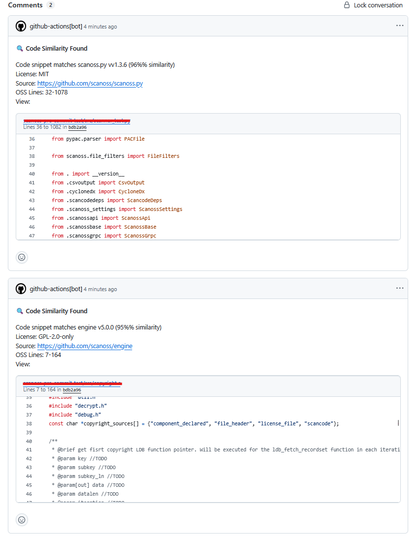 SCANOSS Snippet Comments