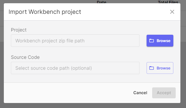 SBOM Workbench Existing Project