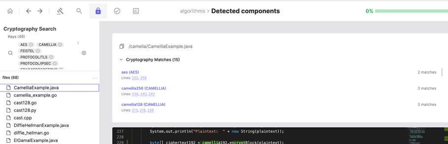 detected components