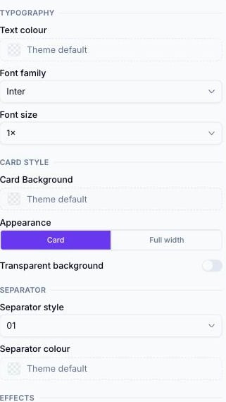Design tab on the Couple Names block showing Typography, Card Style