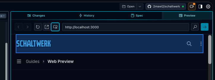 Element picker button highlighted in preview toolbar