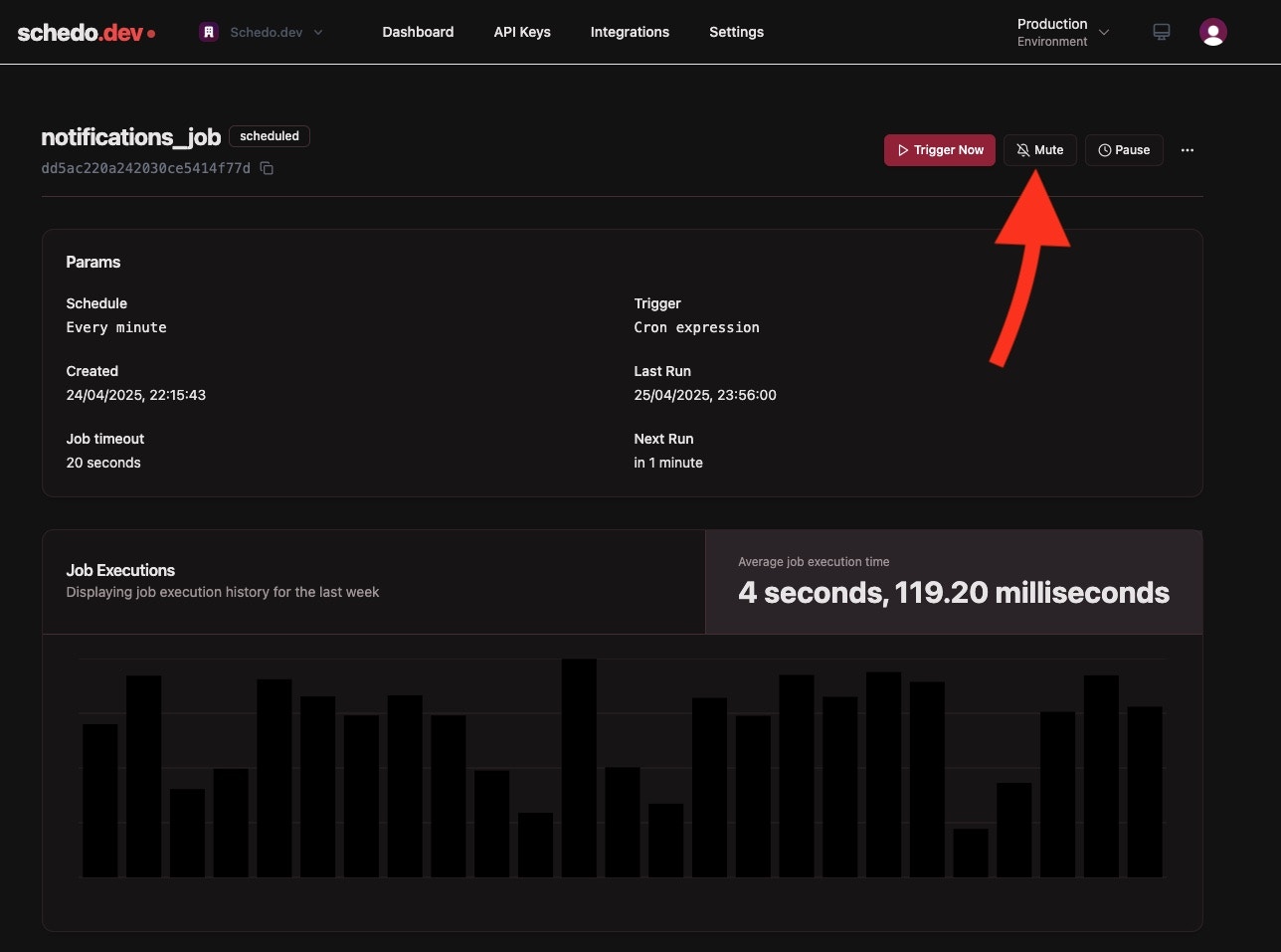 Mute button in job details