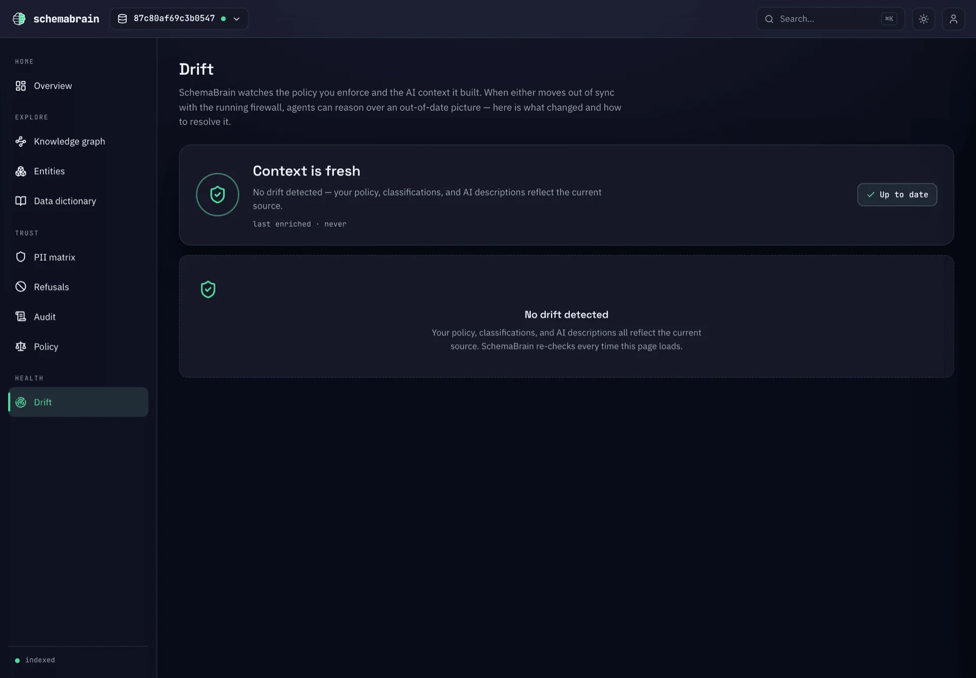 Drift dashboard surface