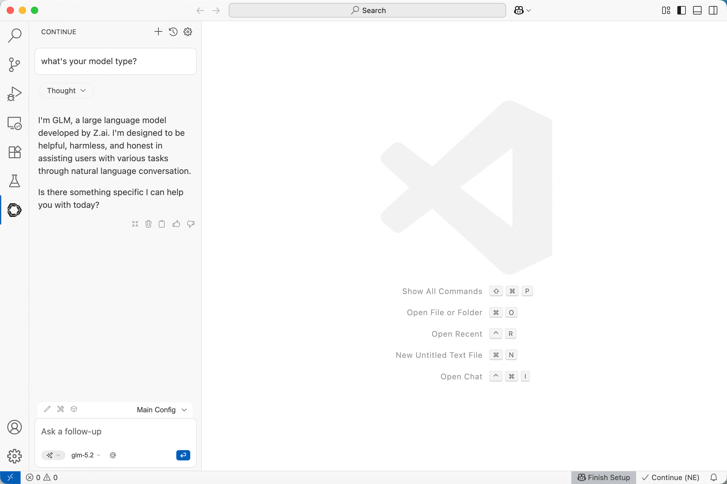 Continue (VS Code extension) chatting with a ScitiX model