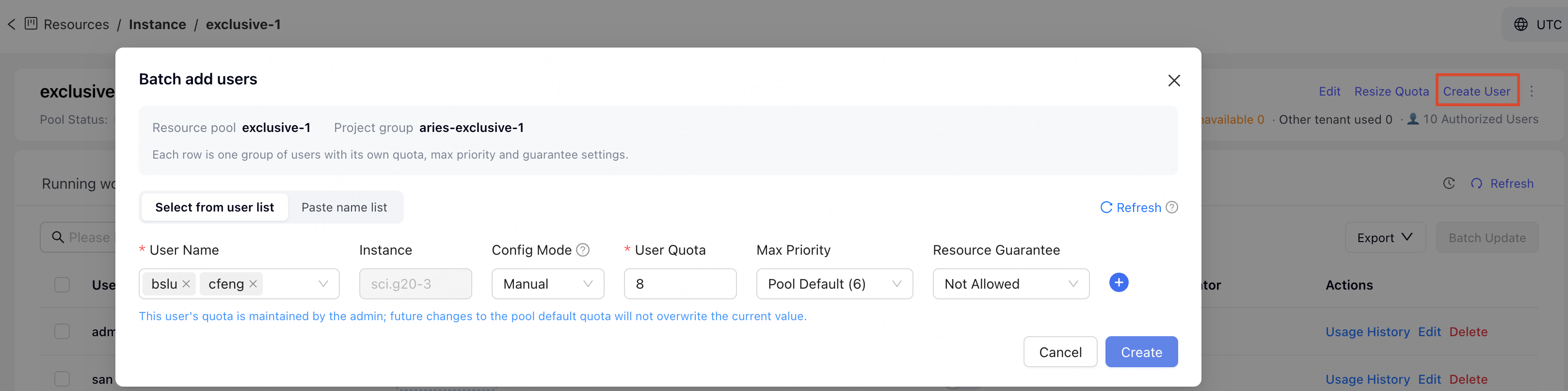 Add Resource Pool Authorized User