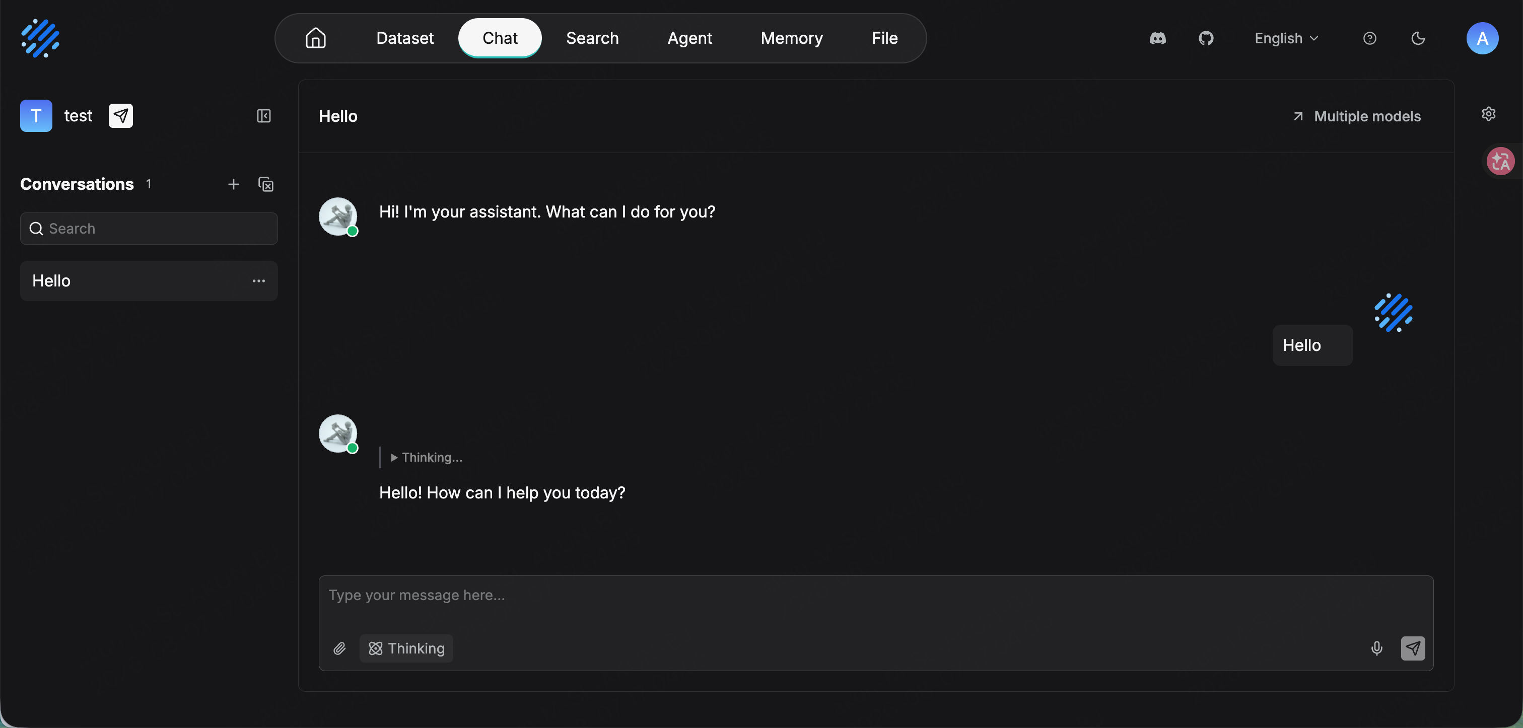 RAGFlow — chatting with a ScitiX model