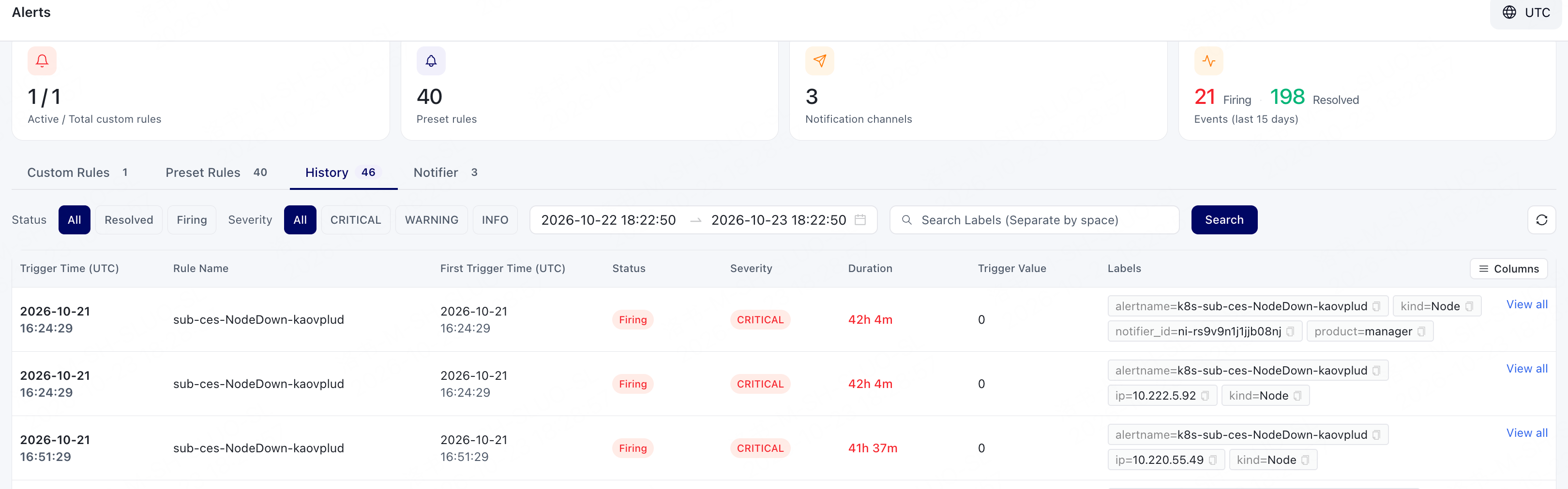 Alarm History