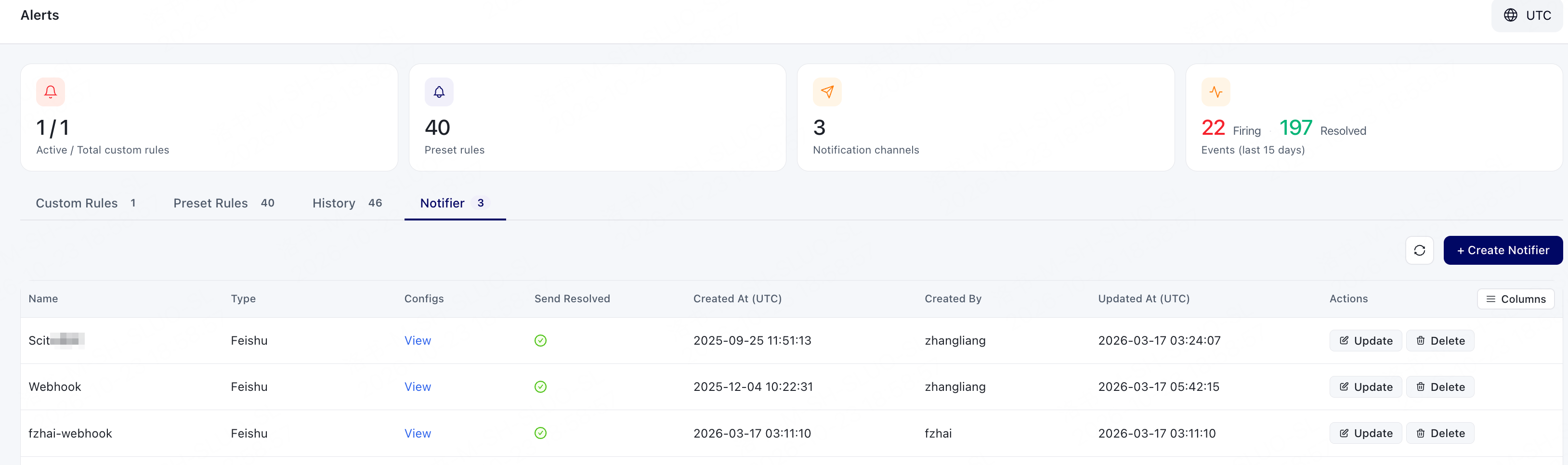 Notifier list
