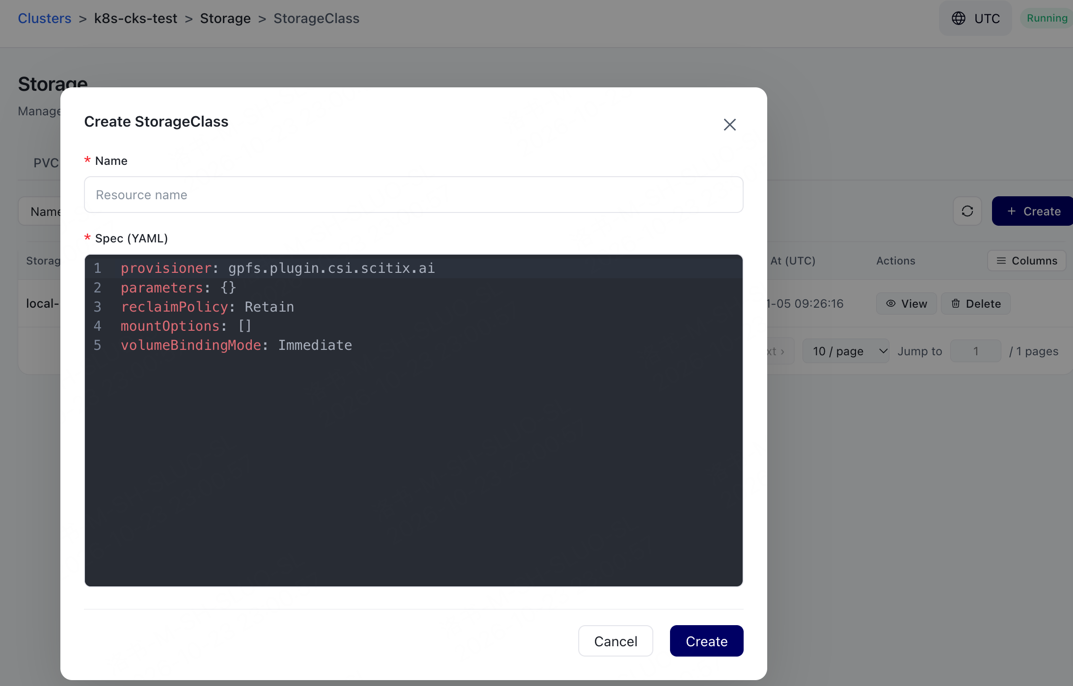 Manually Create StorageClass