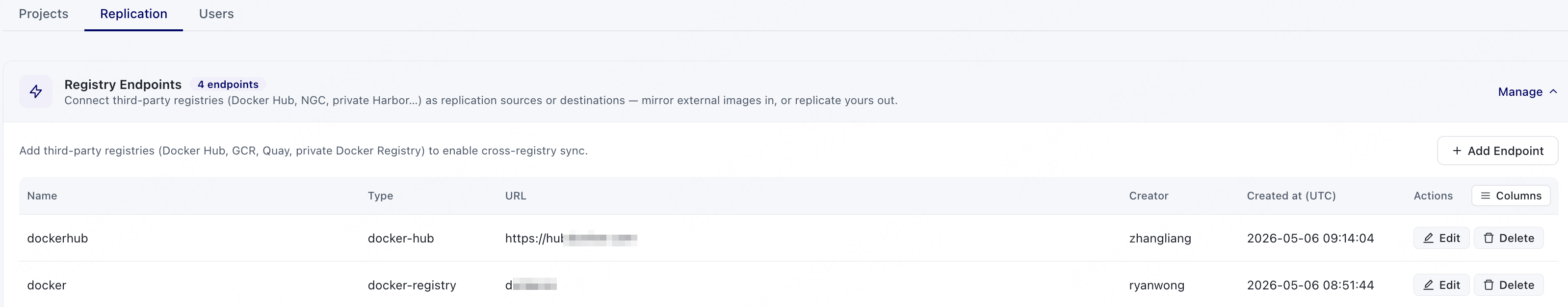 Registry Endpoints Region