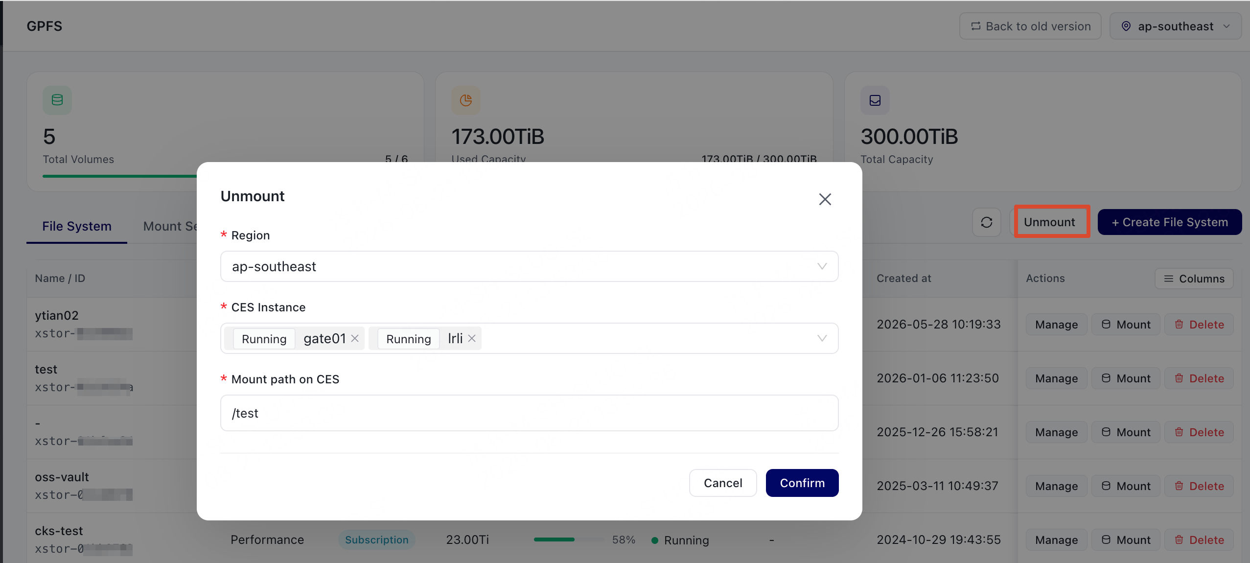 Unmount GPFS