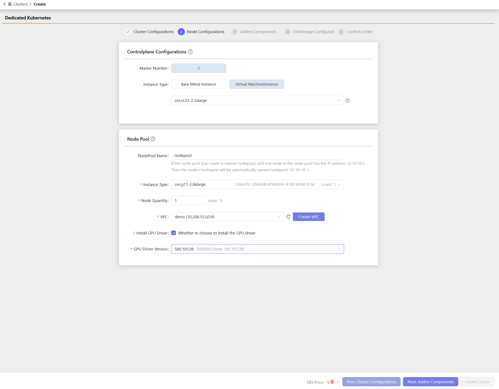 Step 2: Node Configurations
