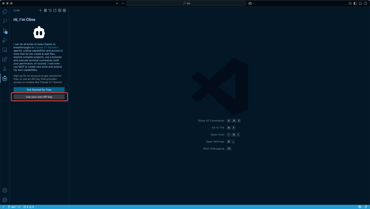 Cline — API and model configuration