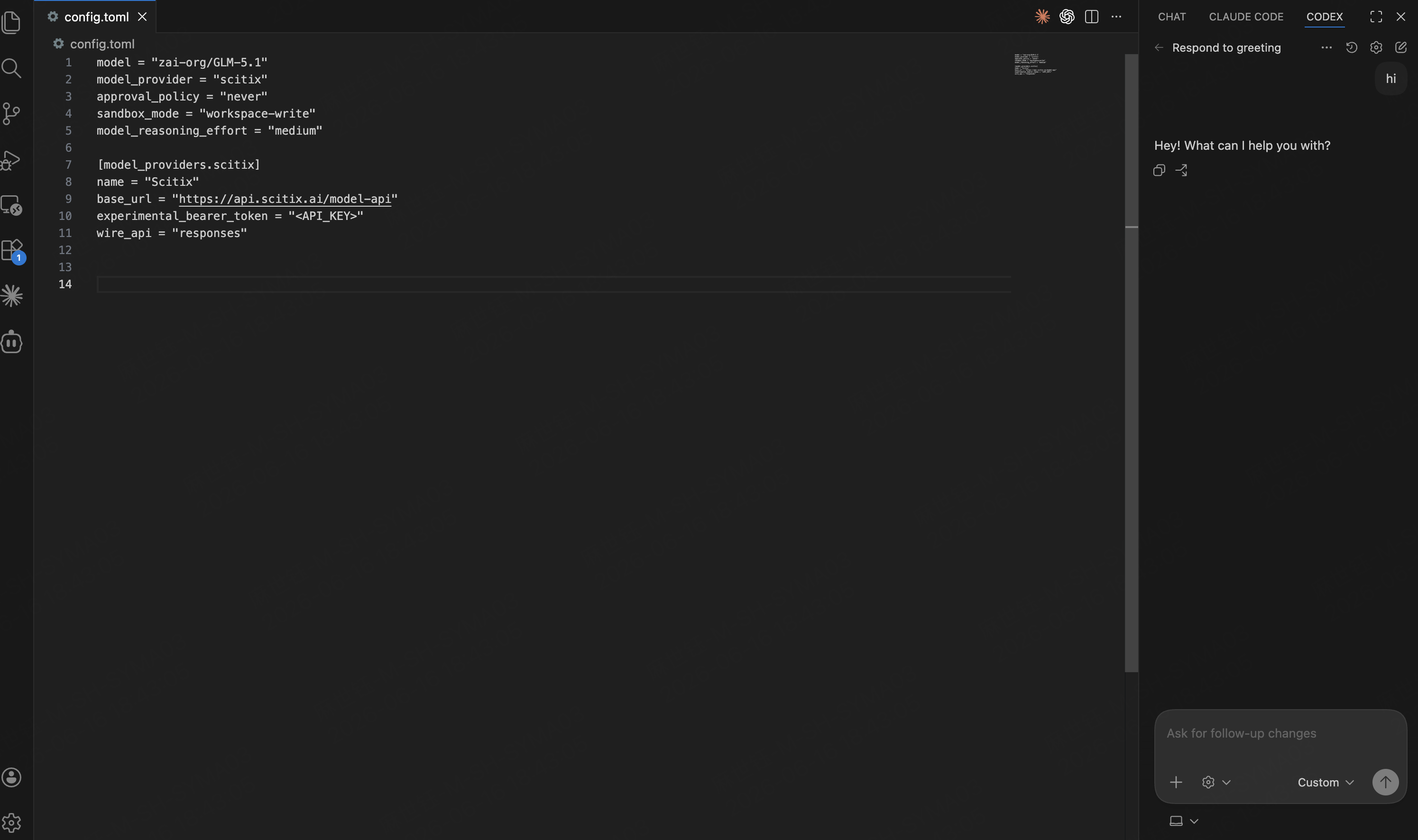 Codex — model config