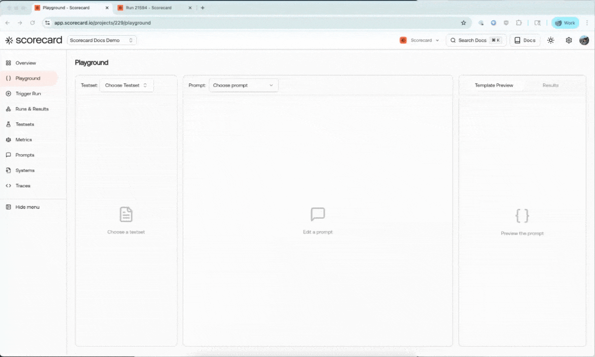 Trigger runs directly from the Playground