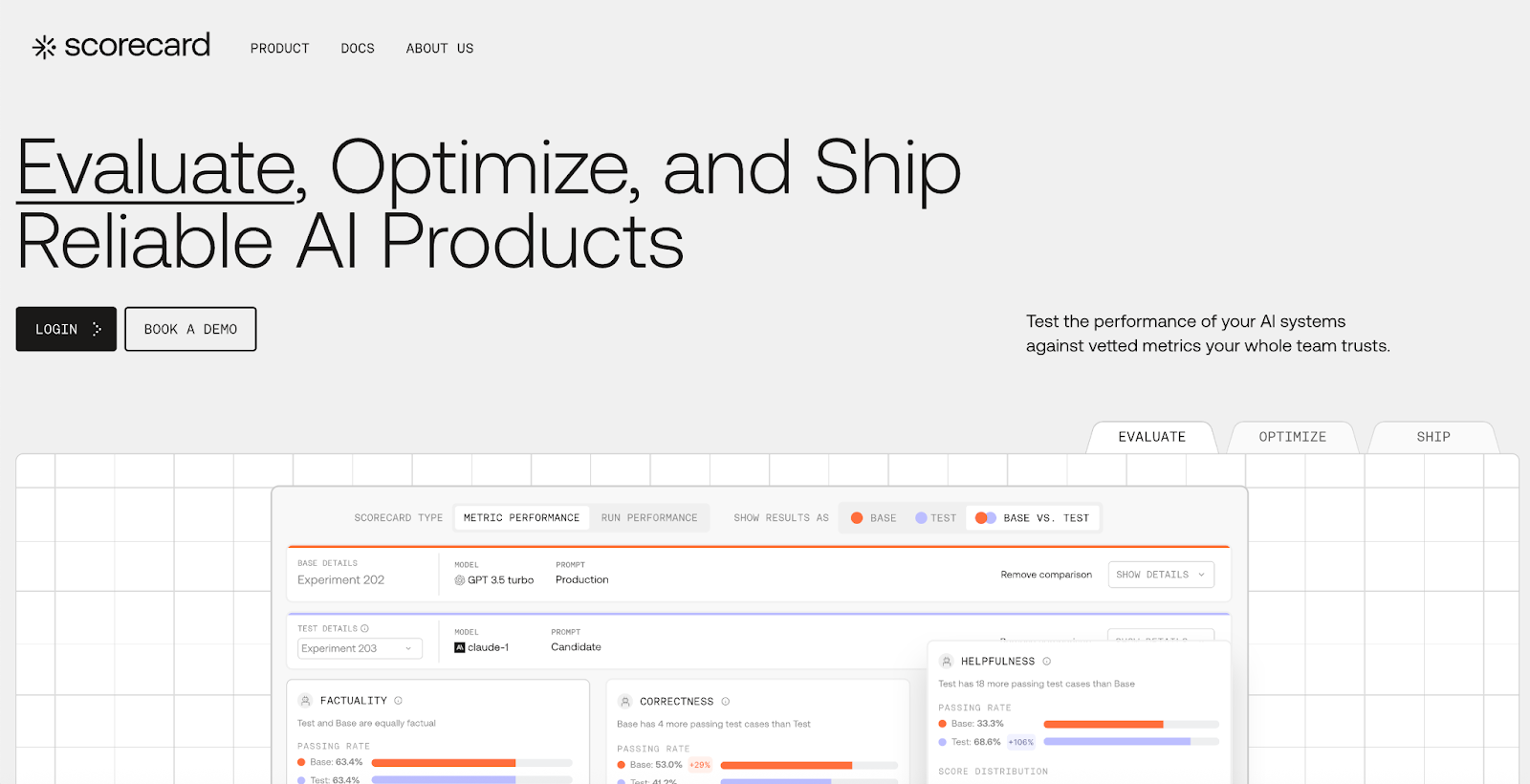 Screenshot of the new Scorecard homepage