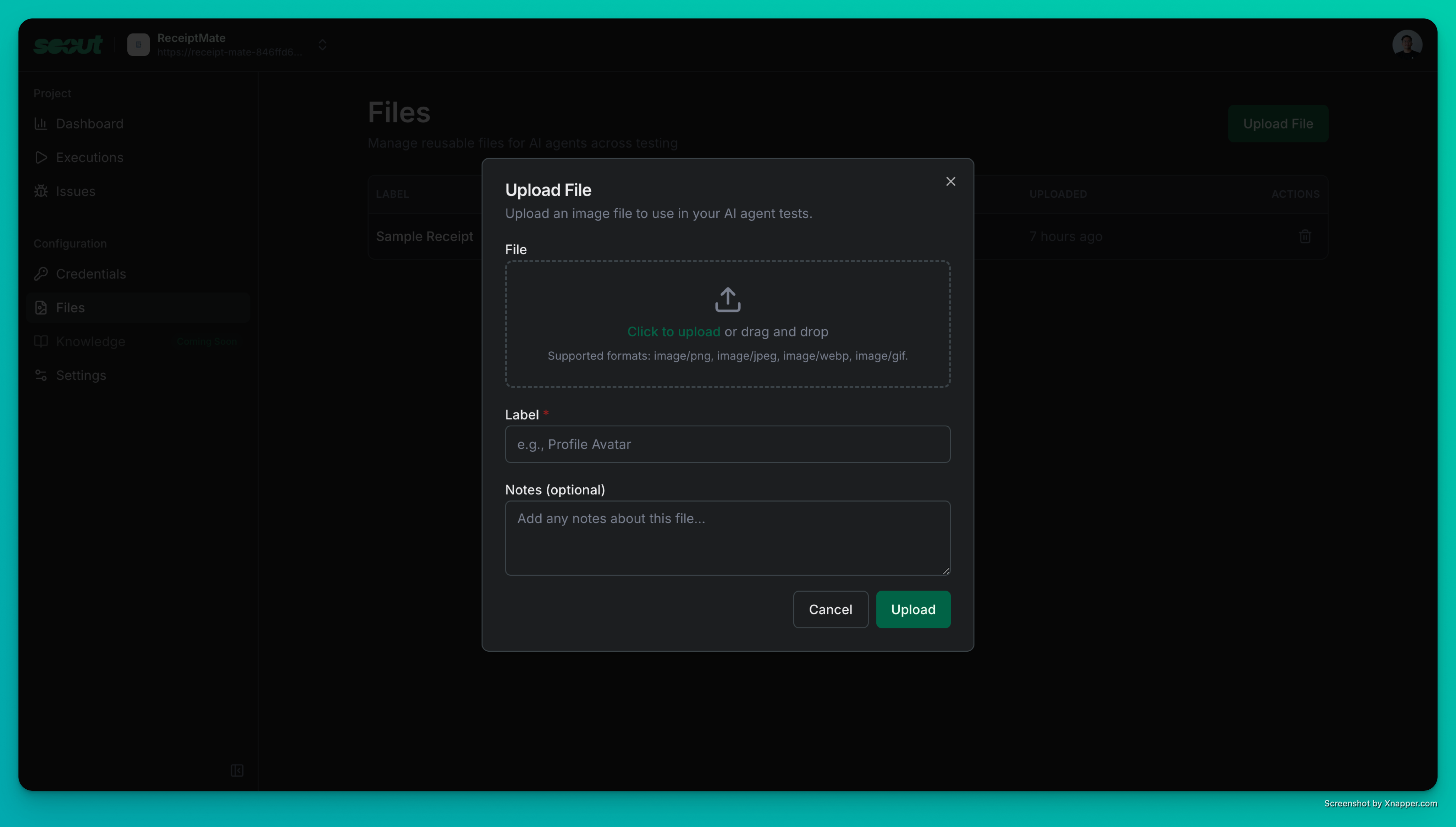 Upload files to your project