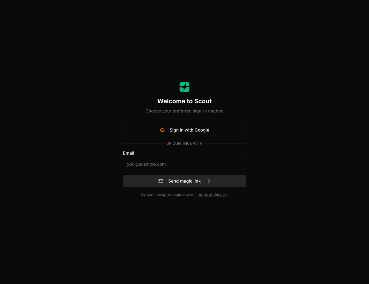 Sign-in screen for Scout onboarding