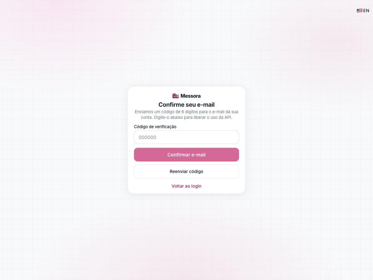 Tela de confirmação de e-mail