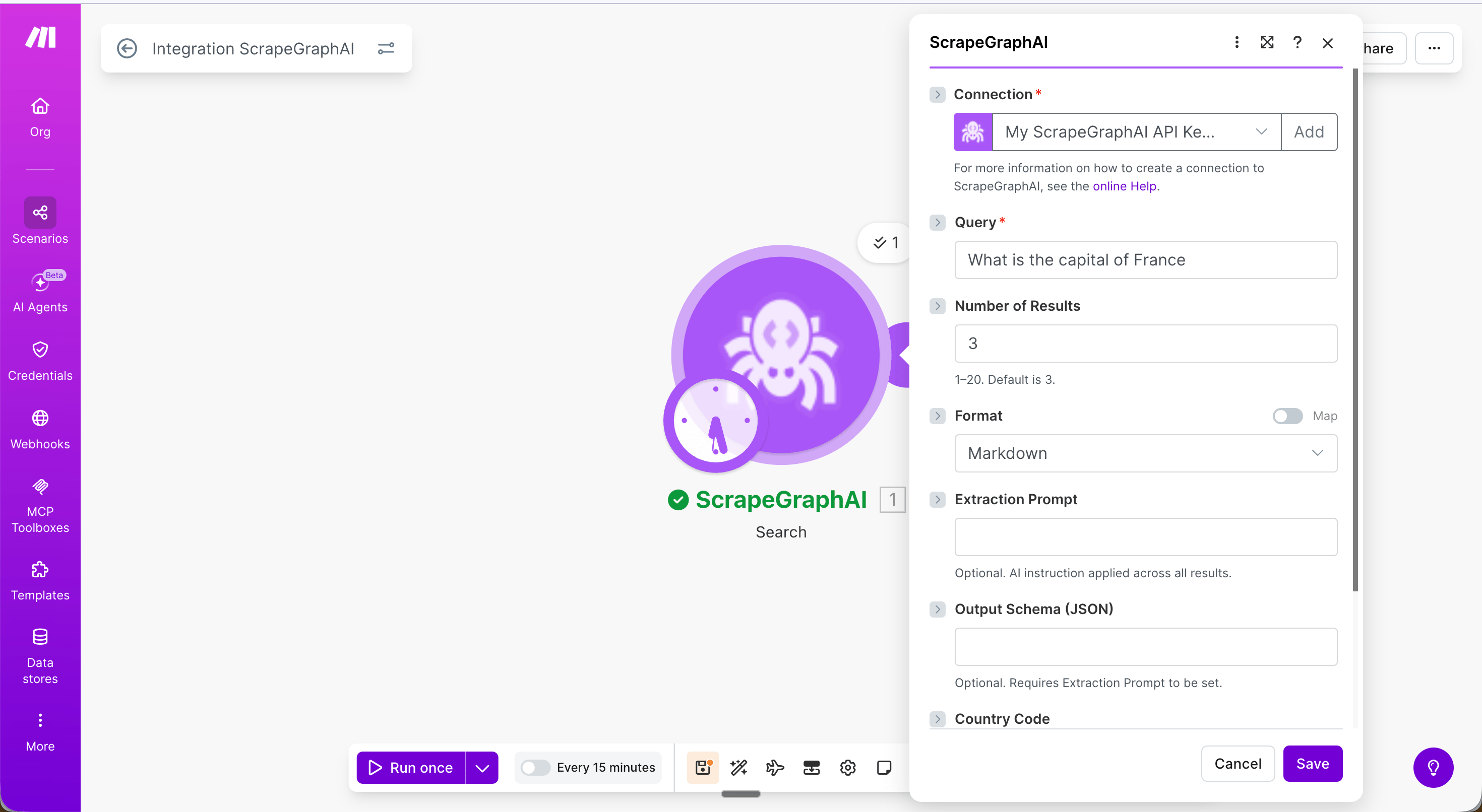 Search web module configuration